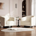 360° Swivel Accent Chairs Set of 2, Modern Bucket Chair, Corduroy Barrel Armchair, Comfy Boucle Chair, Single Sofa for Living Room Bedroom. Cream White