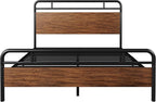 Allewie Full Size Platform Bed Frame with Wooden Headboard and Footboard, Heavy Duty 13 Metal Slats Support, Under-Bed Storage, No Box Spring Needed, Noise Free, Easy Assembly, Walnut