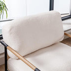 Mid-Century Accent Chair Set of 2, Soft Armchair Sherpa Fabric Lounge Chair with Black Metal Legs, Upholstered Leisure Chair for Living Room Bedroom Reception Room, White