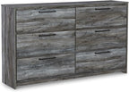 Signature Design by Ashley Baystorm Rustic Coastal 6 Drawer Dresser, Smoky Gray