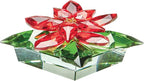 Bits and Pieces Crystal Poinsettia Figurine - Faceted Glass Sparkling Red and Green, Home Decor Christmas Decoration and Gift