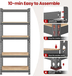 Yaheetech Storage Shelves 5 Tier Garage Shelving Heavy Duty Garage Shelves Adjustable Metal Shelving Unit Utility Rack Industrial Shelving for Warehouse Pantry Closet, 27.5"W x 12"D x 60"H, Dark Gray