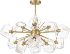 Possini Euro Design Klara 30" Modern Pendant Chandelier Ceiling Light Fixture Dining Room Over Table Kitchen Island Foyer Sputnik Hanging 12-Light LED Dimmable Clear Soft Gold Finish Glass Hallway