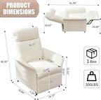 Power Recliner Chair, Adjustable Electric Recliner Chairs for Adults, Sleeper Sofa Bed with Remote Control & Side Pocket, Linen Upholstered Chair for Living Room/Bedroom, Easy Assembly, Beige