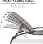 PURPLE LEAF Patio Chaise Lounge Chair Set of 2 Wicker Tanning Outdoor Pool Adjustable Recliner Chair for Outside Beach Poolside Sunbathing Lounger Light Gray