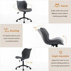 YOUNUOKE Armless Desk Chair Comfy Office Chair with Wheels HomeTask Chair Adjustable Computer Chairs Modern PU Leather Swivel Chairs Upholstered Makeup Vanity Chair(Grayish Purple)
