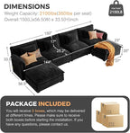 ELUCHANG 150" Modular Sectional Sofa, Comfy Deep Seat Cloud Couch, 6 Seater U Shaped Modern Sofa with Removable Cover for Living Room, Apartment, DIY Combination, Chenille Black