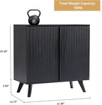 Modern Sideboard Buffet Cabinet Console Table, Accent Storage Cabinets Credenza Buffer Cabinet with 4 Fluted Doors for Kitchen Dining Living Room Entryway(Black)