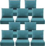 Luxury 6" Outdoor Cushions for Patio Furniture, 24x24x6" Thick Seat Cushion Set of 10, Fade Resistant Couch Chair Replacement Cushions High Density Deep Wicker Chair Cushion w/ Removable Cover, Green