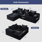 102" Black Couch for Living Room,Boneless Couch No Assembly Required,Comfy Couches with Oversized Chaise,Compressed Sofa for Any Room,Modern Sofa-Corduroy