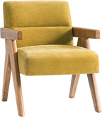 HULALA HOME Modern Accent Chair, Upholstered Arm Chair with Solid Wood Frame, Comfortable Padded Seat and Back, for Living Room, Bedroom, Mustard