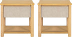 Christopher Knight Home Zeri Bedroom Nightstands Set of 2, Wood Nightstand with Drawers, Small Bedside Table Set of 2, End Table for Living Room, Multipurpose Storage Cabinet, Natural + Beige