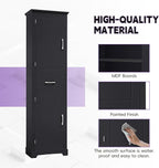 Bathroom Tall Storage Cabinet, Floor Freestanding Storage Cabinet with 2 Doors, One Drawer, Door Shelve Design, and Adjustable Shelf for Bathroom, Office, Multi-Use Organizer, Black