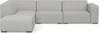 SIMPLIHOME Rex Left Corner Sectional Modular Sofa and Ottoman Set in 100% Recycled Polyester Tightly Woven Performance Fabric, Pale Grey, 116-inch-wide L-Shaped Sofa and 34-inch-Wide Ottoman
