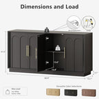 Sideboard Buffet Cabinet with Storage, Modern Accent Cabinet with Arched Doors, 67" Large Modular Media Console, Minimalist Credenza for Living Room Kitchen Dining Room Entryway, Black