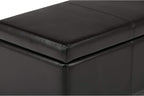 SIMPLIHOME Avalon 48 inch Wide Contemporary Rectangle Storage Ottoman Bench in Tanners Brown Vegan Faux Leather, Assembled, For the Living Room, Entryway and Family Room
