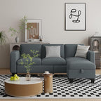 Sectional Sofa Couches for Living Room - 78''Convertible Modular Three-Seater L-Shaped Pet-Friendly Couch,Washable Sofa Cover-Bench Storage, Suitable for Small Living Room, Apartment,Office-Blue-Gray