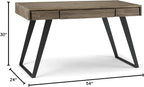 SIMPLIHOME Lowry Desk - 54-Inch Wide Solid Acacia Wood and Metal Writing Desk in Distressed Grey, Modern Industrial Home Office Computer Table with 2 Drawers and Flip-Down Keyboard Tray