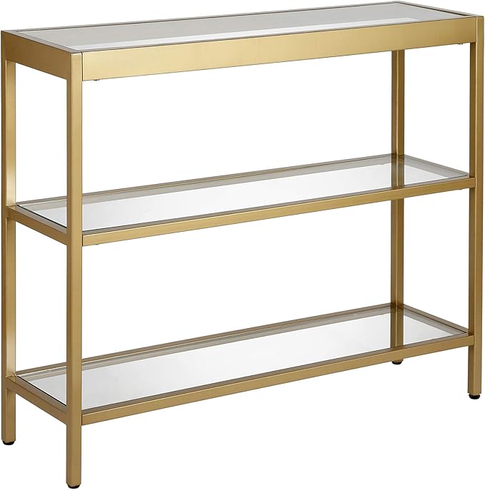 Henn&Hart 36" Wide Rectangular Console Table in Brass, Entryway Table, Accent Table for Living Room, Hallway