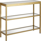 Henn&Hart 36" Wide Rectangular Console Table in Brass, Entryway Table, Accent Table for Living Room, Hallway