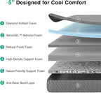 Novilla Queen Memory Foam Mattress, 5 Inch Queen Size Mattresses with Gel-Infused Memory & Ventilated Wave Foam for Fresh Sleep & Zoned Pressure Relief Mattress in a Box CertiPUR-US Certified