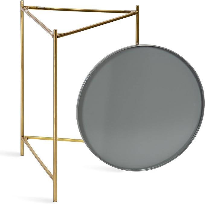 Kate and Laurel Ulani Modern Nesting Side Table, Set of 2, Gray and Gold, Sophisticated Glam End Tables for Storage and Display