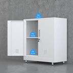 Metal Storage Cabinet with Locking Doors and Adjustable Shelf, Small Lockable Sideboard Buffet Cabinet for Home Office Hallway Entryway Living Dining Room (White)