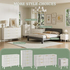 LYNSOM Fluted 9 Drawer Dresser for Bedroom, 55" Wide Modern Chest of Drawers with Curved Profile Design and Metal Handles, Wood Dresser TV Stand & Storage Organizer for Bedroom, Hallway, White