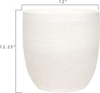Creative Co-Op Large Matte White Embossed Stoneware Planter