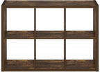 Furinno Cubicle Book Shelf, 6-Cube Thick Frame Bookshelf, Horizontally & Vertically Reversible Bookcase with Open Back, 14.6 x 43.8 x 30, for Living Room, Bedroom, Home Office, Amber Pine