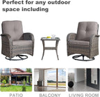 HUMMUH 5-Piece Patio Furniture Wicker Outdoor Conversation Set,All-Weather Rattan Swivel Chairs Bistro Set with Loveseat Coffee Table for Backyard,Poolside,Deck(Brown/Grey)