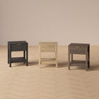 Fluted Night Stand with Golden Handle,Set of 2 Mid-Century Nightstands with Drawer,Bedside Table with Storage Shelf,Large End Tables for Livingroom,Bed Side Tables for Bedroom,Walnut