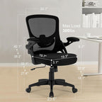 Office Chair Ergonomic, Comfy Desk Chair with Flip up Arms, Mesh Computer Chair with Adjustable Lumbar Support, Home Office Chairs 300 Lbs Capacity