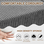 JSLOVE Modular L-Shape Sectional Sofa with Chaise, 3 Seat Movable Boneless Cloud Couch in One Box, Sofa Couch Bed with Ultra-Soft Corduroy Fabric, No Assembly Required for Living Room, Bedroom(Grey)