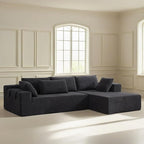 108" Modular Sectional Couch Sofa with L-Shape Chaise, Modern Cloud Comfy Sofa with Deep Seat, Upholstered Couches for Living Room Bedroom, No Assembly Required (Black Right Facing Chaise)