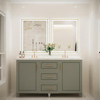 LED Bathroom Mirror, 28x36 Inch Frontlit & Backlit Gold Framed Lighted Mirror,Wall Mouted Vanity with Lights,Double Lights Strips,Anti Fog Stepless 3 Colors Temperature & Dimmable