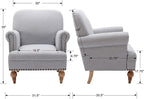 chairus Linen Accent Chair for Living Room Upholstered Mid Century Modern Single Sofa Chair with Solid Wood Legs Comfy Reading Chair Armchair for Bedroom/Office Room/Recption/Lounge, Grey