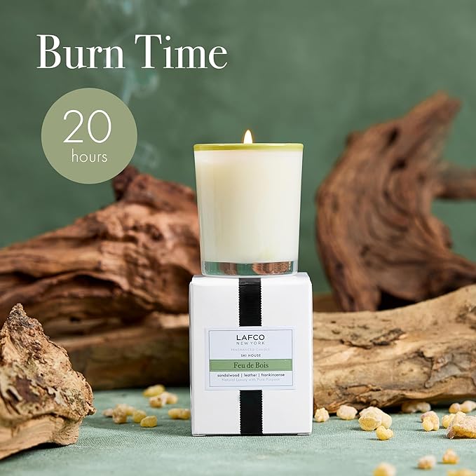 LAFCO New York Votive Candle, Feu de Bois - 1.9 oz - 20-Hour Burn Time - Reusable Glass Vessel - Made in The USA