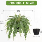 Hollyone Artificial Fern Plants in Pot 18.8" Small Artificial Boston Fern 24 Leaves for Outdoors & Indoor Faux Potted Plant Fake Ferns Bush Plant Patio Garden Farmhouse Porch Home Decor Dusty Green