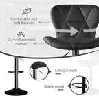 Bar Stools,Adjustable Swivel Barstools, Faux Leather Bar Chairs,Upholstered Counter Height with High Backrest for Kitchen Island, Black