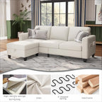 Sectional Sofa Couches for Living Room - 78''Convertible Modular Three-Seater L-Shaped Pet-Friendly Couch,Washable Sofa Cover-Bench Storage, Suitable for Small Living Room, Apartment,Office-Beige