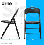 Oline Folding Chair, Indoor Outdoor Plastic Commercial Stackable Foldable Guest Chairs for Events Office Wedding Party Picnic Kitchen Dining, 350lb Capacity (Black, 1 Pack)