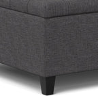 SIMPLIHOME Harrison 30 inch Wide Transitional Square Small Coffee Table Storage Ottoman in Slate Grey , Assembled, For the Living Room and Bedroom
