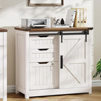 Vabches Lateral File Cabinets with Adjustable Shelf, Farmhouse Filing Cabinet with Lock for Home Office, Filing Organization Storage Cabinets with Sliding Barn Door for Hanging Files Letter/A4.(White)
