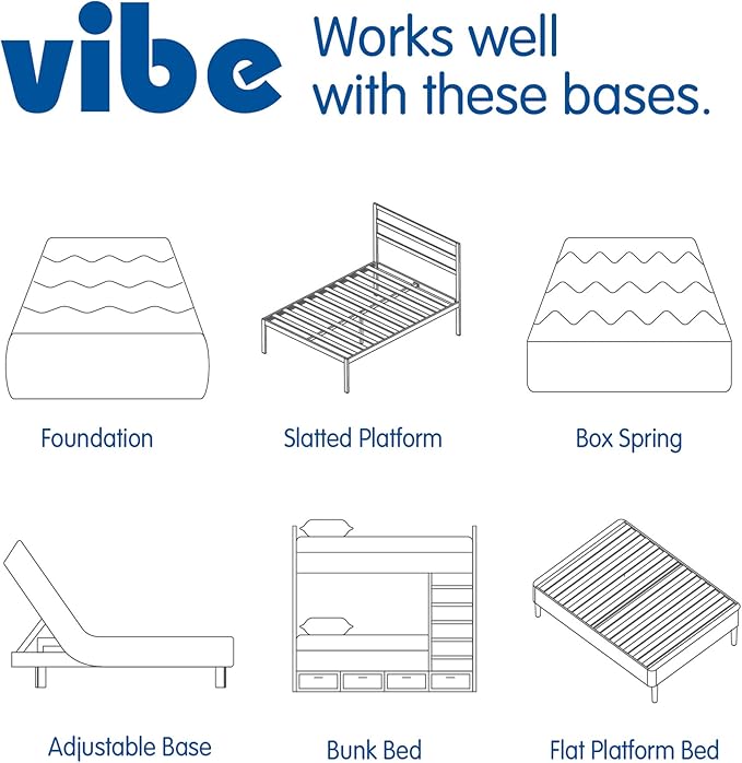Vibe Quilted Hybrid Mattress, 12-Inch Innerspring and Pillow Top Gel Memory Foam Mattress, Fiberglass Free, CertiPUR-US Certified Bed in a Box, Queen