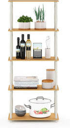 Furinno Turn-N-Tube 5-Tier Multipurpose Shelf / Display Rack / Storage Shelf / Bookshelf, Classic Tubes, Beech/White