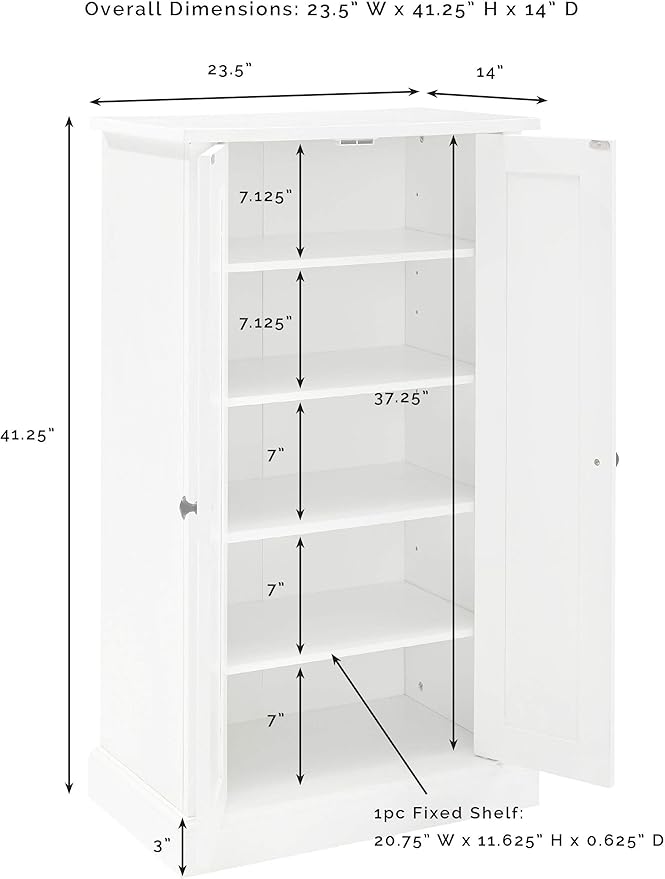 Crosley Furniture Seaside Accent Storage Cabinet, Bar, Buffet for Kitchen, Living Room, or Entryway, White