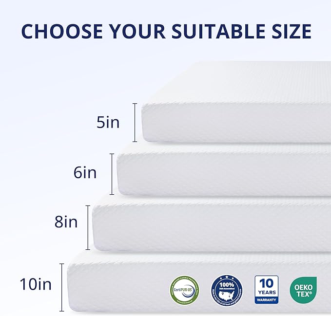 King Mattress 10 Inch Green Tea Memory Foam Mattress for Cool Sleep & Pressure Relief, Medium Feel Support,Fiberglass Free, Bed in a Box, Removable Washable Cover, CertiPUR-US Certified
