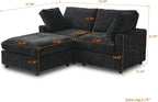 WJShome Cloud Couch Modular Sectional Sofa,67" L Shaped Couch, Convertible Wide Seater, 2 Seater+Ottoman for Living Room Set,Covers Washable&Replaceable,Black