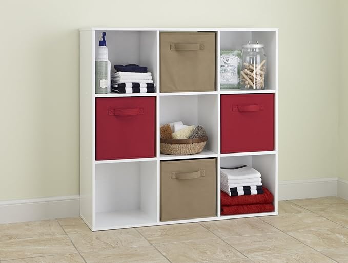 ClosetMaid 9 Cube Laminated Wood Reversible Stackable Open Bookcase Display Shelf Storage Organizer for Home and Office Organization, White